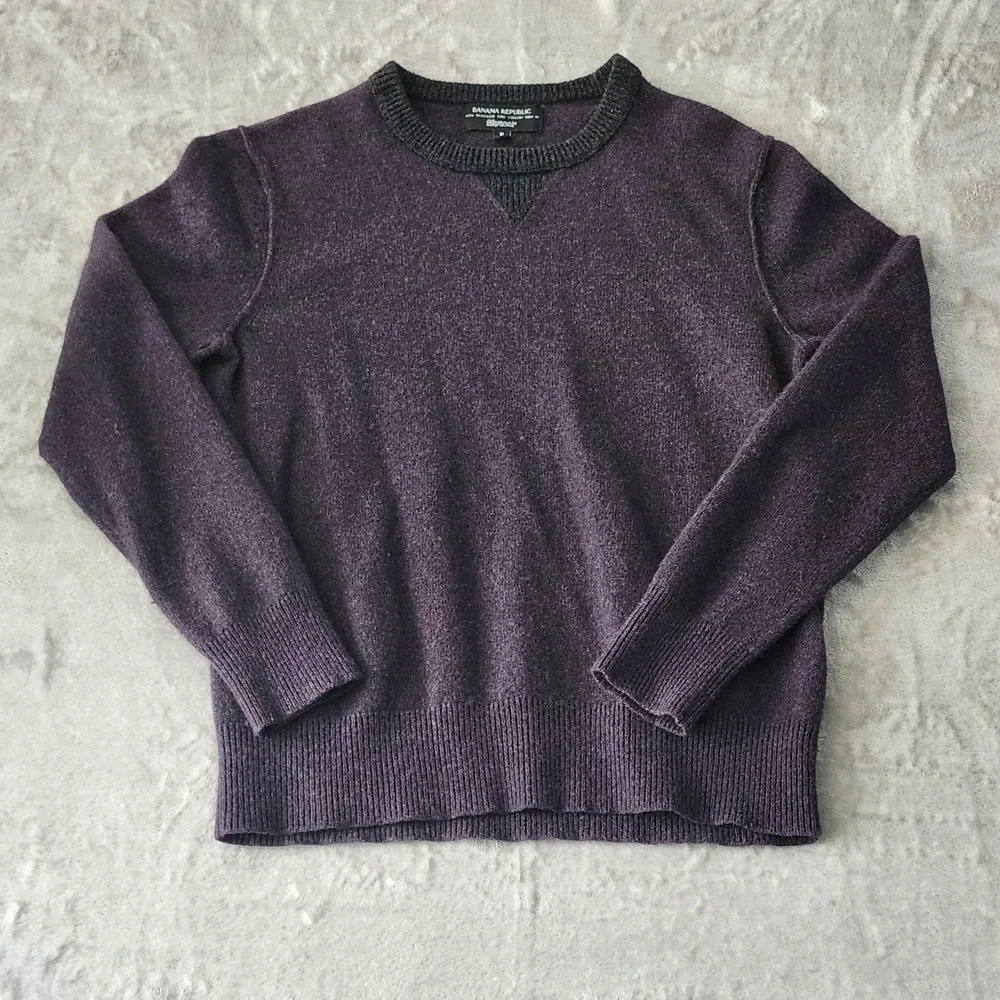 Banana Republic Men's Crewneck Italian Yarn by Filpucci‎ Purple Gray Size Medium